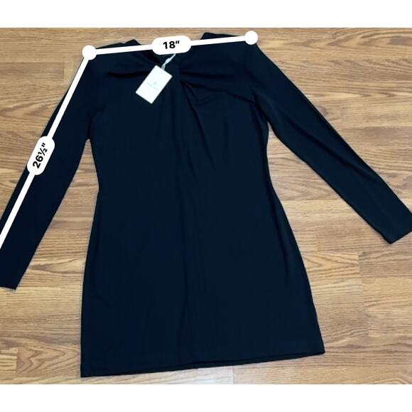 Anine Bing Black classic long sleeve Amaya Keyhole Minidress size Large - Picture 6 of 11